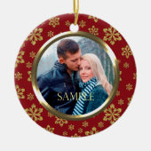 Goldschneeflocke für Red Holiday Keramik Ornament (Vorne)