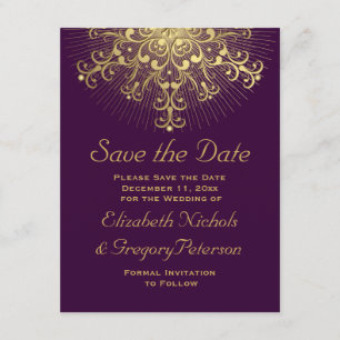 Goldschneeflocke lila Winterhochzeit Save the Date
