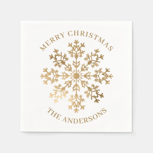Goldschneeflocke Personalisierte Weihnachten Serviette (Vorderseite)
