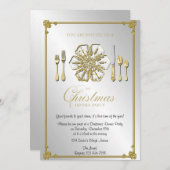 Goldschneeflocke-Weihnachtsabendessen-Party Einladung (Vorne/Hinten)