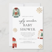 Goldschneeflocke | Winter Ugly Sweater Baby Dusche Einladung (Vorderseite)