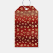 Goldschneeflocken auf düsteren, roten Weihnachtsbi Geschenkanhänger (Rückseite)