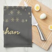 Goldschneeflocken auf grau geschirrtuch (Viertel Falte)