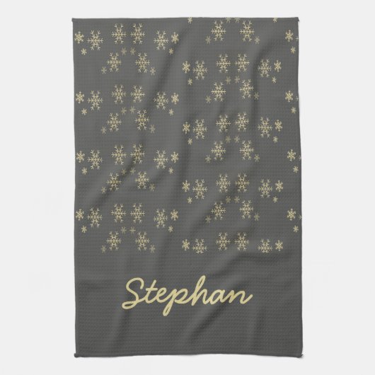 Goldschneeflocken auf grau geschirrtuch (Vertikal)