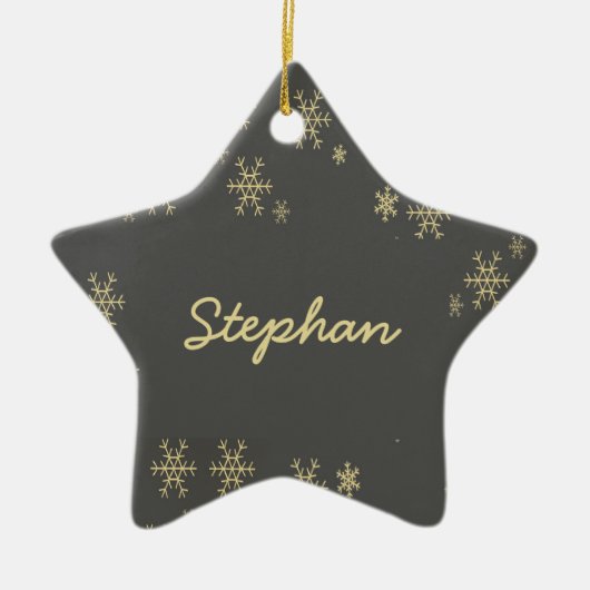 Goldschneeflocken auf grau keramik ornament (Vorne)