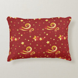Goldschneeflocken auf Weihnachts Rot Dekokissen
