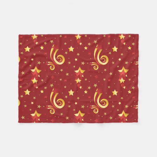Goldschneeflocken auf Weihnachts Rot Fleecedecke (Vorderseite (Horizontal))
