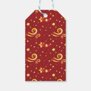 Goldschneeflocken auf Weihnachts Rot Geschenkanhänger