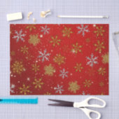 Goldschneeflocken auf Weihnachts Rot Seidenpapier (Handwerk)