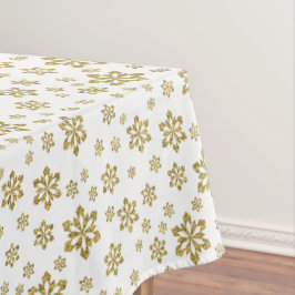 Goldschneeflocken auf Weiß Tischdecke