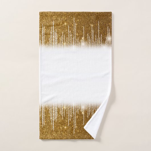 Goldschneeflocken auf weißem Glitzer Badhandtuch Set (Handtuch)