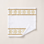 Goldschneeflocken auf weißem Glitzer Badhandtuch Set (Waschlappen)