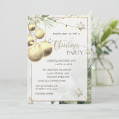 Goldschneeflocken, Bälle, Lichter, Branntwein Weih Einladung (Stehend Vorderseite)