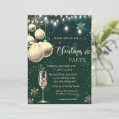 Goldschneeflocken, Bälle, Lichter, Weihnachten aus Einladung (Stehend Vorderseite)