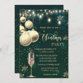 Goldschneeflocken, Bälle, Lichter, Weihnachten aus Einladung (Vorne/Hinten)