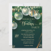 Goldschneeflocken, Balls Grüne Weihnachten Einladung (Vorderseite)