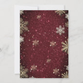 Goldschneeflocken, Balls Roter Glitzer Company Par Einladung (Rückseite)