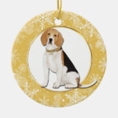 Goldschneeflocken-Beagle Keramik Ornament (Vorne)