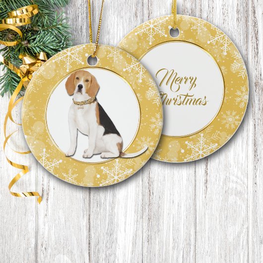 Goldschneeflocken-Beagle Keramik Ornament