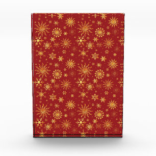 Goldschneeflocken bei dunklen Weihnachten Fotoblock