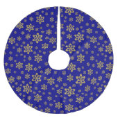 Goldschneeflocken Blau Polyester Weihnachtsbaumdecke (Vorderseite)