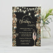 Goldschneeflocken, Champagner Weihnachten Einladung (Stehend Vorderseite)