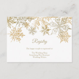 Goldschneeflocken Elegantes Winterhochzeitregister Begleitkarte