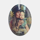 Goldschneeflocken Erste Weihnachten als Mama Foto Ornament Aus Glas (Vorderseite links)