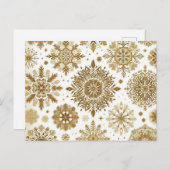 Goldschneeflocken Feiertagspostkarte (Vorne/Hinten)