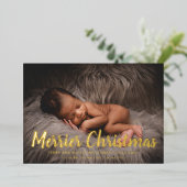 Goldschneeflocken Foto Feiertag Geburtserklärung Folien Feiertagskarte (Stehend vorne)