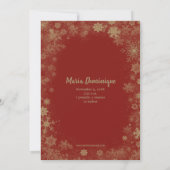 Goldschneeflocken Foto Geburtshinweise Feiertagskarte (Rückseite)