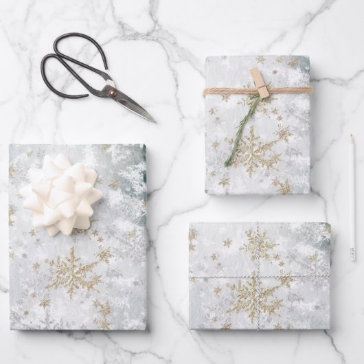 Goldschneeflocken Frozen Eissee Geschenkpapier Set (Vorderseite)