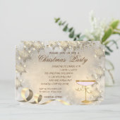 Goldschneeflocken, Glass Corporate Christmas Party Einladung (Stehend Vorderseite)