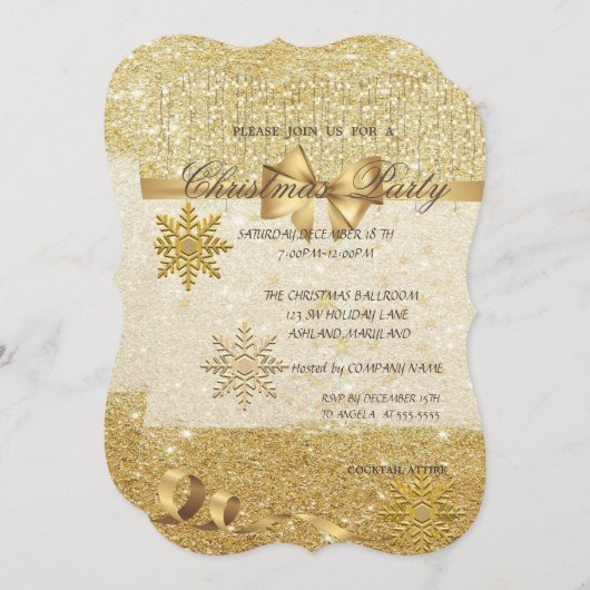 Goldschneeflocken, Glitterie, Weihnachtsgebäck der Einladung (Vorne/Hinten)