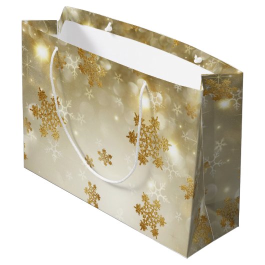 Goldschneeflocken Große Geschenktüte (Rückseite Schrägansicht)