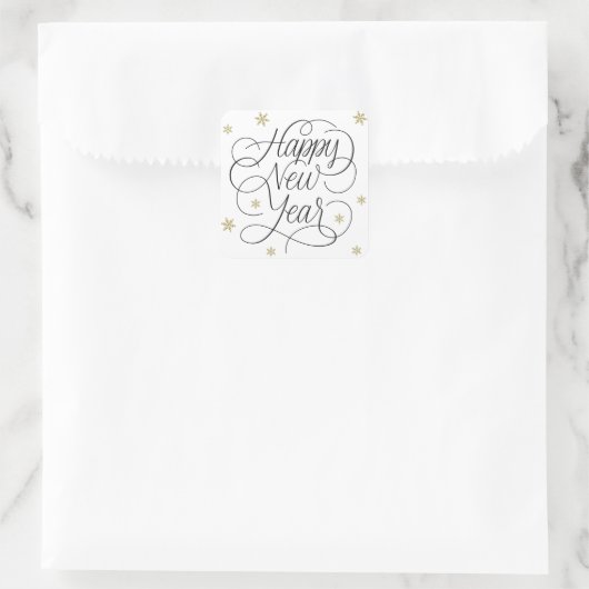 Goldschneeflocken | Happy New Year Sticker (Tasche)