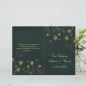 Goldschneeflocken Hochzeitsprogramme gefaltet (Stehend Vorderseite)