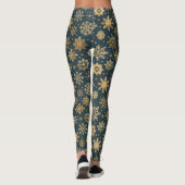 Goldschneeflocken in Dunkelblau Leggings (Rückseite)