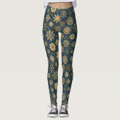 Goldschneeflocken in Dunkelblau Leggings (Vorderseite)