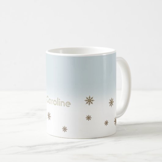 Goldschneeflocken Individuelle Name Weihnachtsgesc Kaffeetasse (VorderseiteRechts)