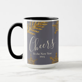 Goldschneeflocken jubeln auf das Lila neue Jahr Tasse