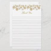 Goldschneeflocken Linierte Weihnachten Danke Papie Briefpapier (Vorne/Hinten)