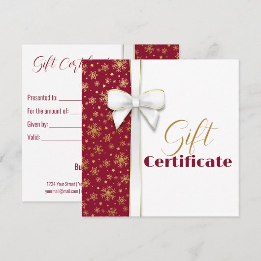 Goldschneeflocken Luxusweiße Bow Red (Vorne/Hinten)