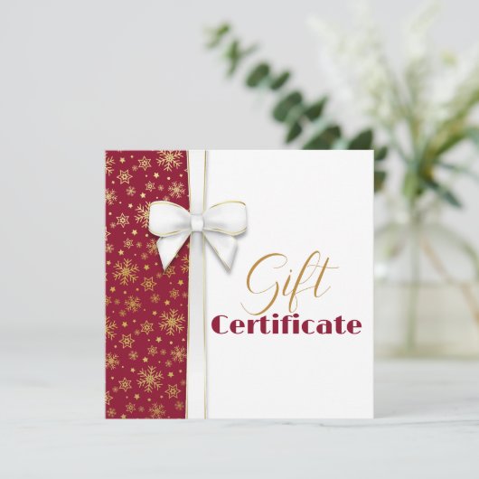 Goldschneeflocken Luxusweiße Bow Red (Stehend Vorderseite)