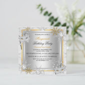 Goldschneeflocken - Masquerade Party A Einladung (Stehend Vorderseite)