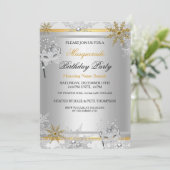 Goldschneeflocken Masquerade Silver Masken Party 2 Einladung (Stehend Vorderseite)