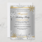 Goldschneeflocken Masquerade Silver Masken Party 2 Einladung (Vorderseite)