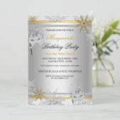 Goldschneeflocken Masquerade Silver Masken Party 2 Einladung (Stehend Vorderseite)