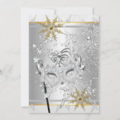 Goldschneeflocken Masquerade Silver Masken Party 2 Einladung (Rückseite)