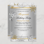 Goldschneeflocken Masquerade Silver Masken Party 2 Einladung (Vorne/Hinten)